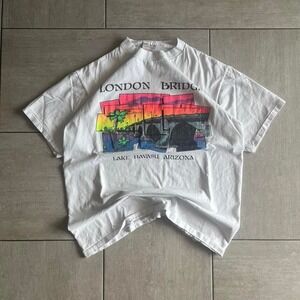 Vintage Oneita London Bridge Lake Havasu Arizona Graphic T-Shirt White Large